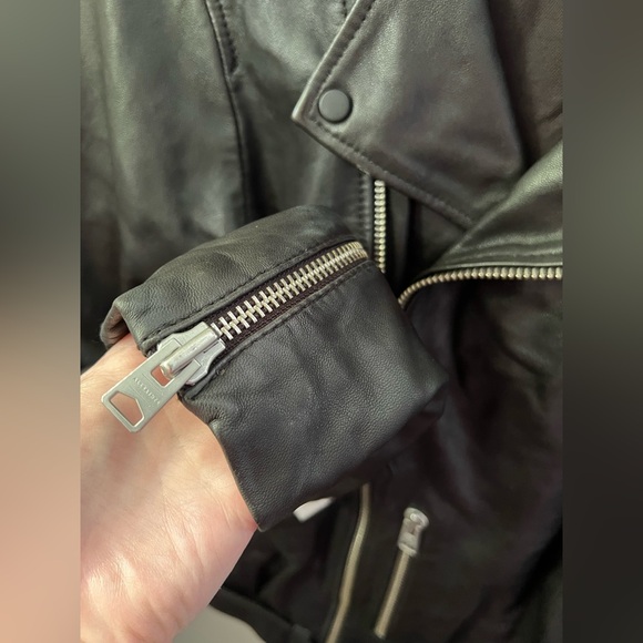 New AllSaints Kahawa Leather Biker Jacket Men’s Size Small - Picture 6 of 9